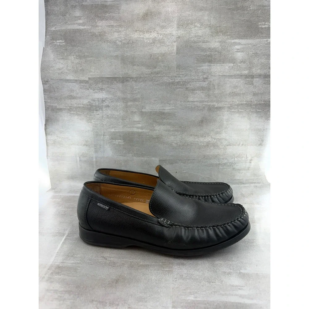 Mephisto Air-Relax Men Black Pebbled Leather Moc Toe Loafers Size US 9